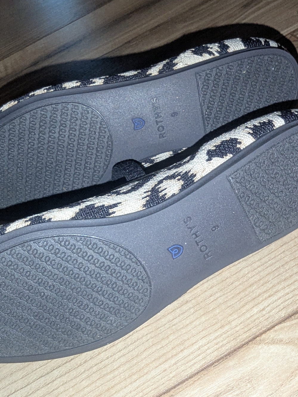 Rothy's Leopard Knit Mary Jane Flats in Black and Cream - Picture 3 of 4